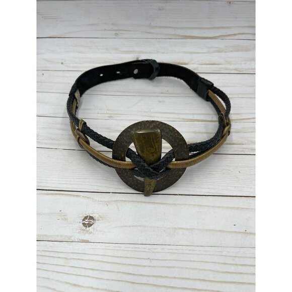 Vintage Leather Shop Small Belt Adjustable Art to Wear Deco Braided Mixed Metal main image 4
